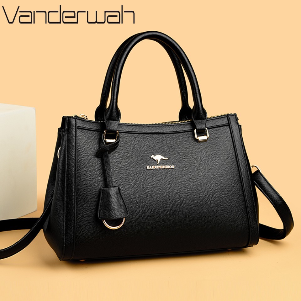 Leather Work Handbags For Women - กระเป๋าถือสะพายไหล่หนัง PU นุ่มยี่ห้อ Kangaroo สำหรับผู้หญิง กระเป๋าถือขนาดเล็กสำหรับคุณแม่