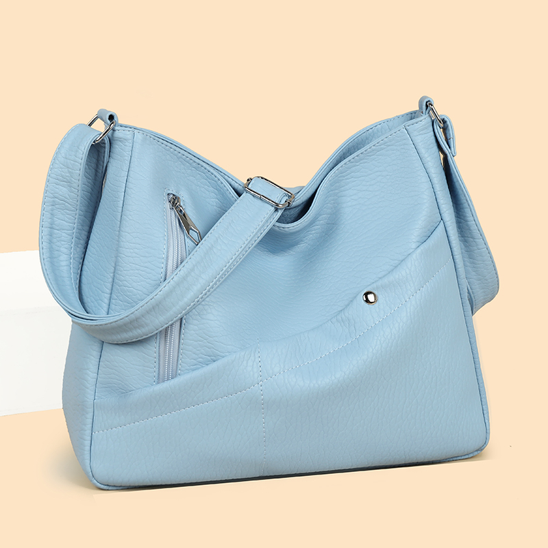 Leather Work Handbags For Women - กระเป๋าสะพายข้างหนัง PU สำหรับผู้หญิง น้ำหนักเบา ใช้งานได้หลากหลาย พร้อมช่องใส่ของหลายช่อง