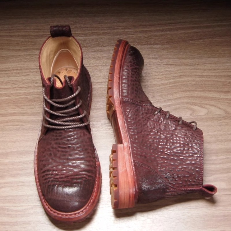Leatherwork Boots - รองเท้าบูทเชลซีข้อสั้นหนังม้าทำมือคุณภาพสูง สไตล์เรโทร สำหรับผู้ชาย รองเท้าลำลองสำหรับทำงานกลางแจ้ง รองเท้าบูทมอเตอร์ไซค์แบบทะเลทราย