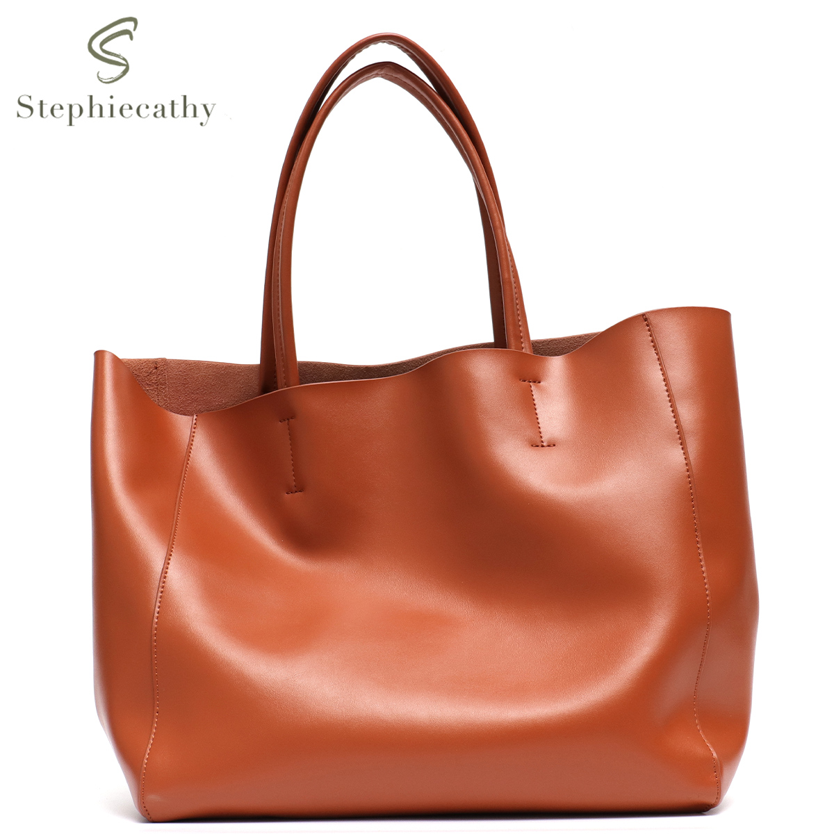 Leather Work Handbags For Women - Minimalist Big Tote กระเป๋าผู้หญิงแฟชั่นจริงหนังไหล่กระเป๋าถือขนาดใหญ่ความจุทุกวันทํางานช้อปปิ้ง