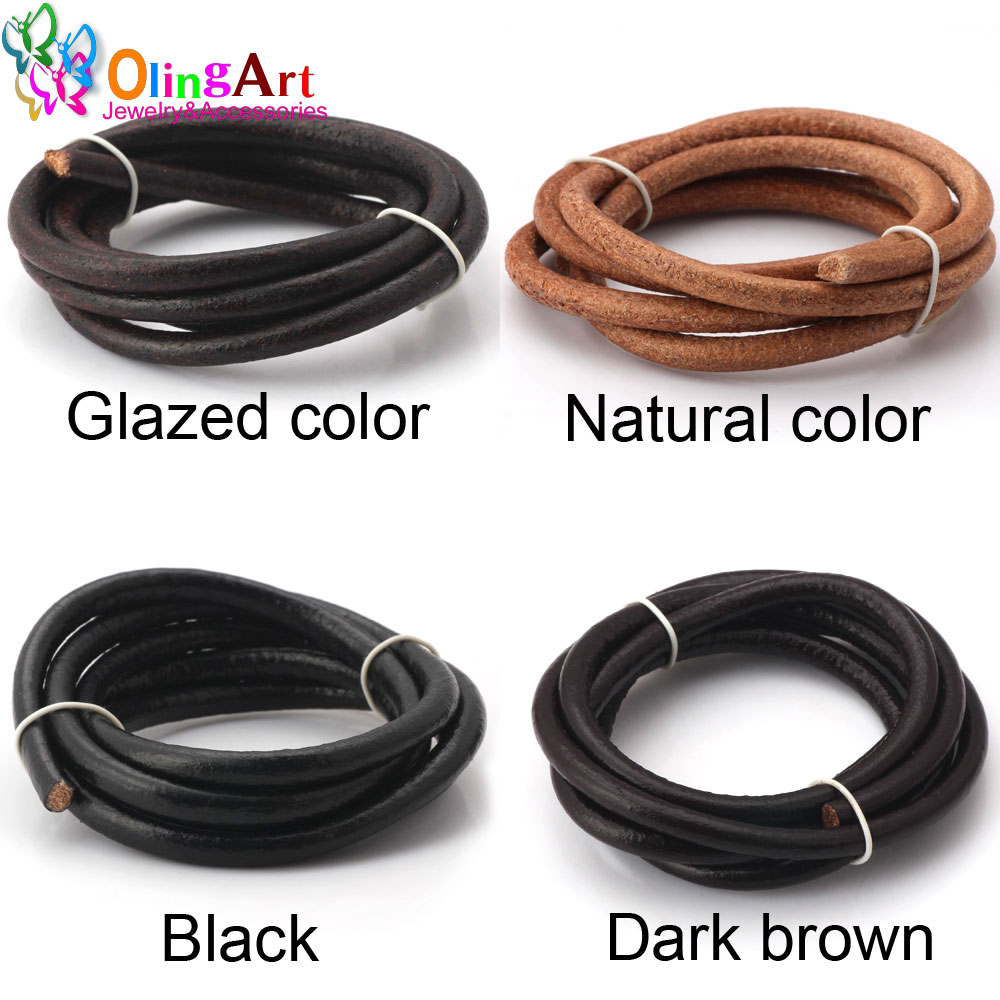 Leatherwork Diy - Olingart Dia 1.5/2/3/4/5/6มม.สีดำ/ธรรมชาติ/น้ำตาล/เคลือบหนังสายเชือกสำหรับสร้อยคอสร้อยข้อมือเครื่องประดับ DIY ทำ