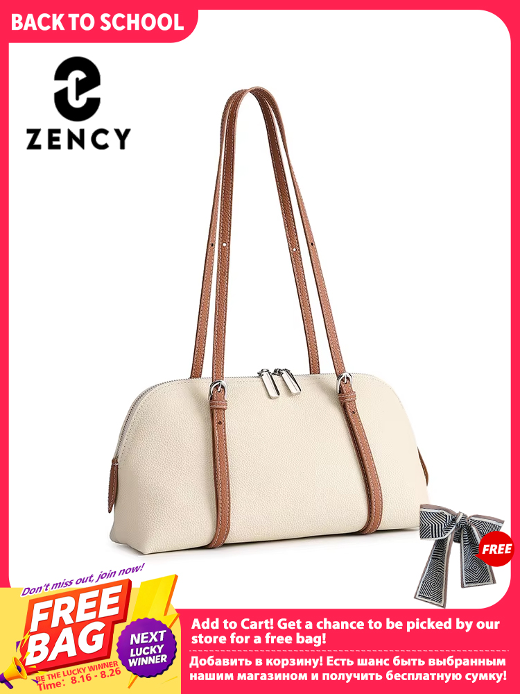 Leather Work Handbags For Women - กระเป๋าหนังแท้สำหรับผู้หญิง Zency กระเป๋าแฟชั่นเรียบง่าย สายสะพายคู่สุดหรู กระเป๋าสะพายไหล่ขนาดใหญ่ ใช้ได้ทั้งแบบสะพายข้างและสะพายไหล่