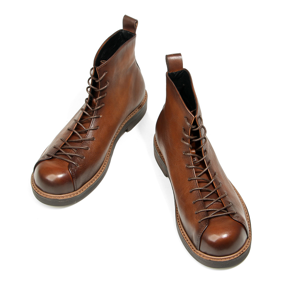 รองเท้าบูทข้อสั้นหนังแท้ทรงหัว - Leatherwork Boots บทวิจารณ์และราคา