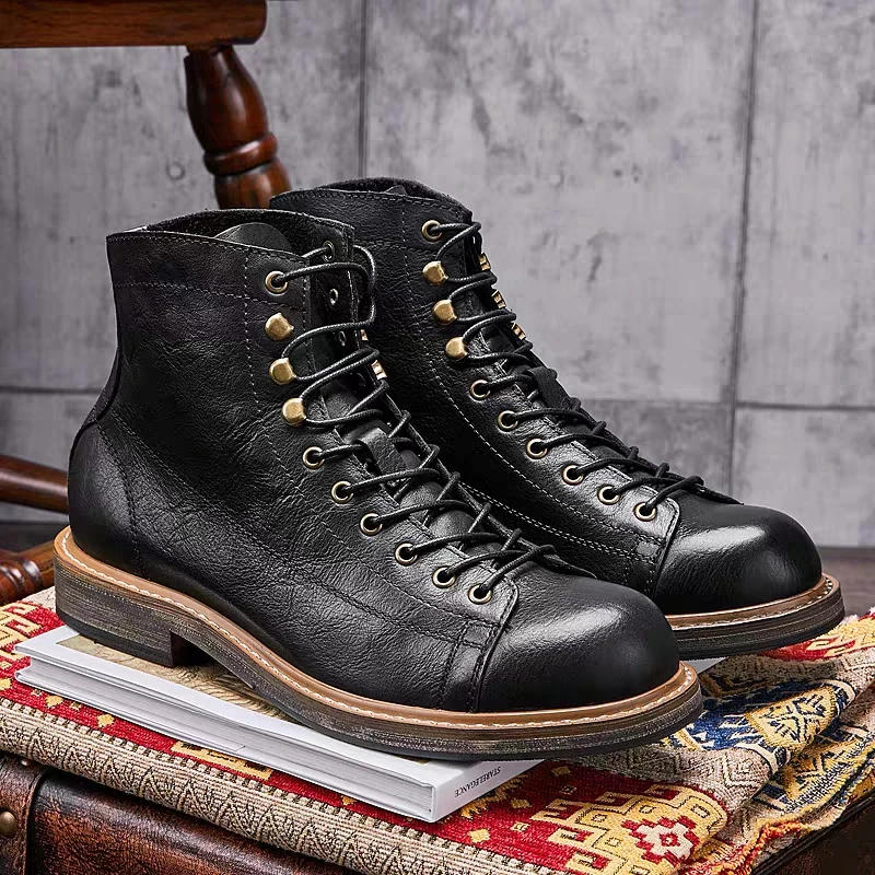 Handmade อังกฤษขนาดใหญ่ผู้ชายร - Leatherwork Boots บทวิจารณ์และราคา