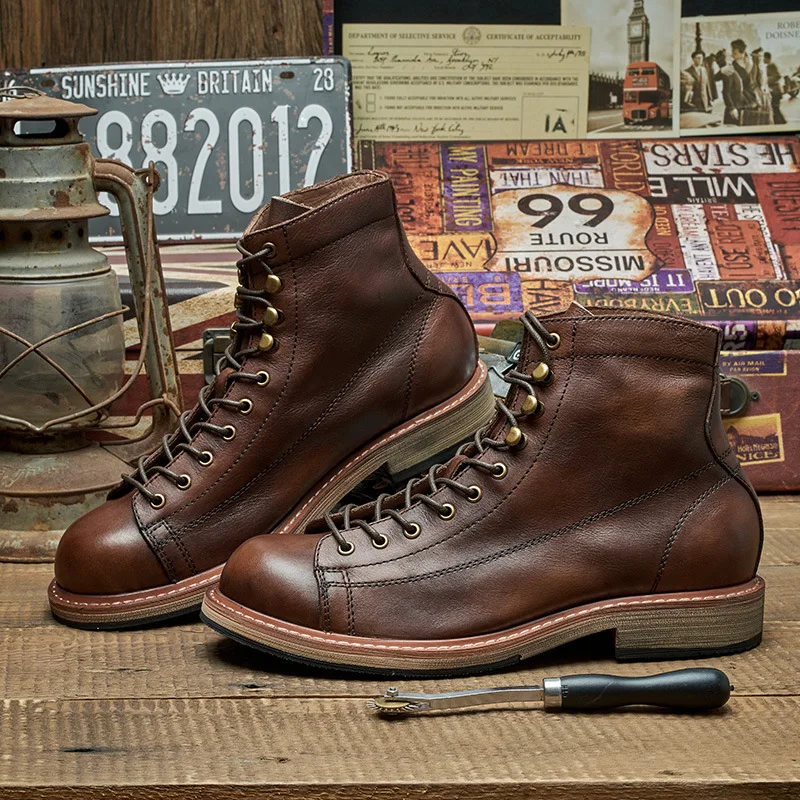 Handmade อังกฤษขนาดใหญ่ผู้ชายร - Leatherwork Boots บทวิจารณ์และราคา