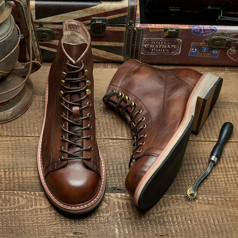 Handmade อังกฤษขนาดใหญ่ผู้ชายร - Leatherwork Boots บทวิจารณ์และราคา