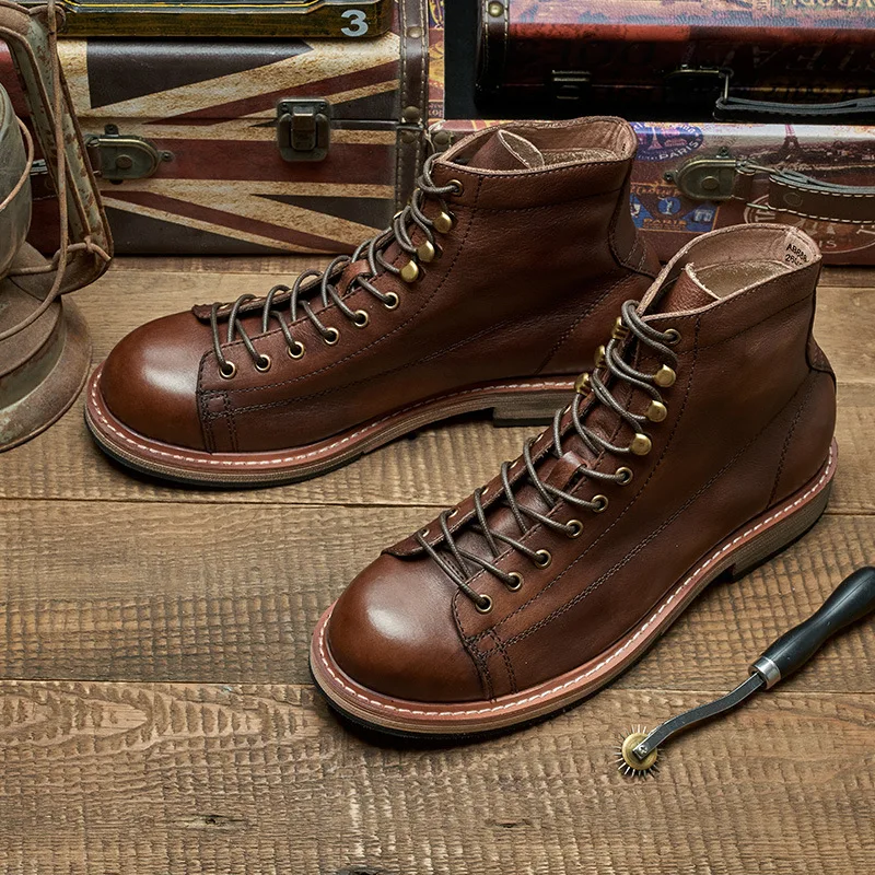 Handmade อังกฤษขนาดใหญ่ผู้ชายร - Leatherwork Boots บทวิจารณ์และราคา