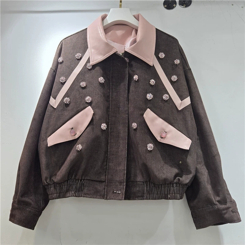 เสื้อแจ็คเก็ตคอร์ดูรอยประดับดอ - Leatherwork Flowers บทวิจารณ์และราคา