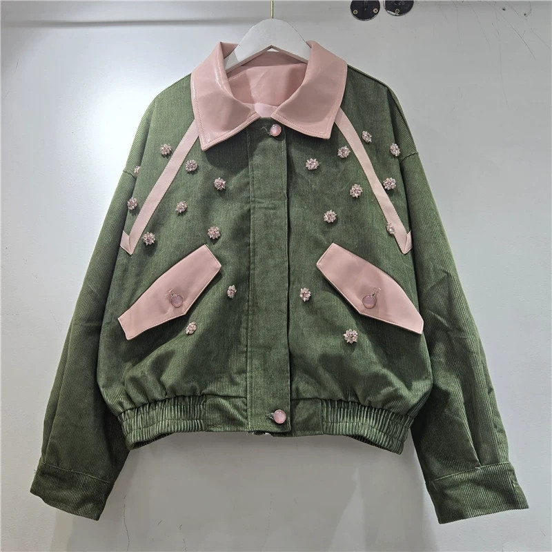 เสื้อแจ็คเก็ตคอร์ดูรอยประดับดอ - Leatherwork Flowers บทวิจารณ์และราคา