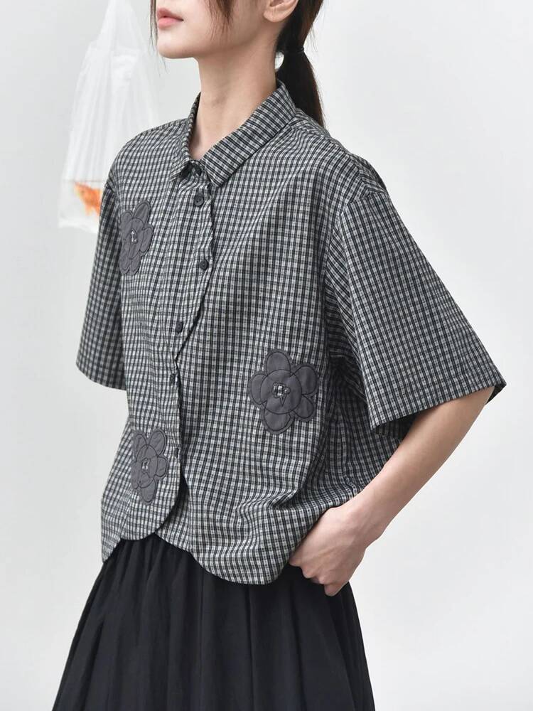 เสื้อเชิ้ตลายสก๊อตสีเขียวผู้หญ - Leatherwork Flowers บทวิจารณ์และราคา