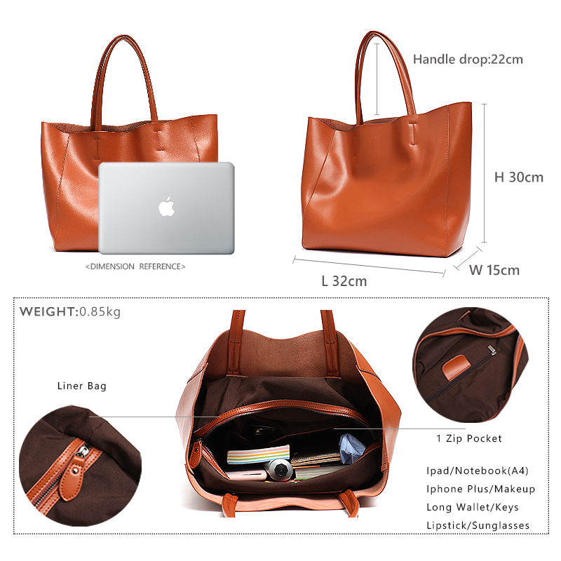 Minimalist Big Tote กระเป๋าผู้ - Leather Work Handbags For Women บทวิจารณ์และราคา