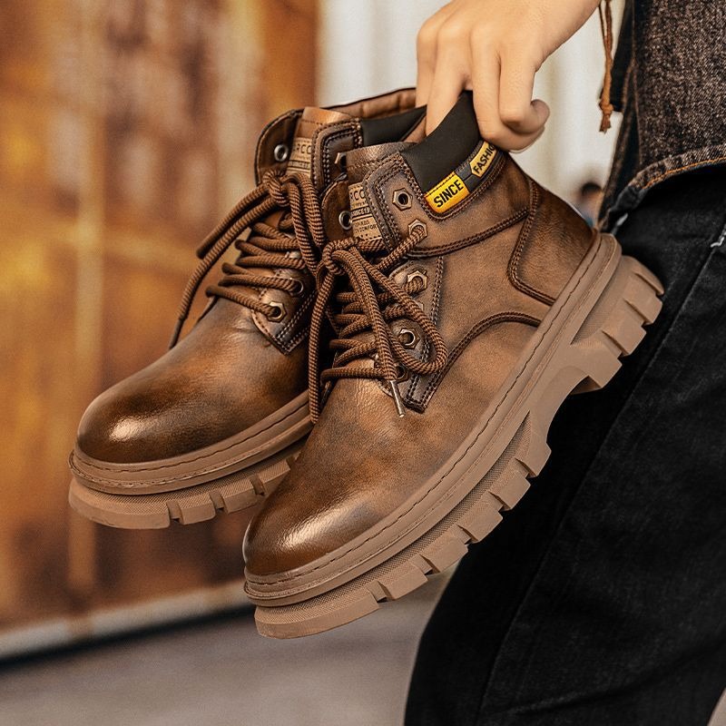 Vintage Men Platformข้อเท้ารอง - Leatherwork Boots บทวิจารณ์และราคา