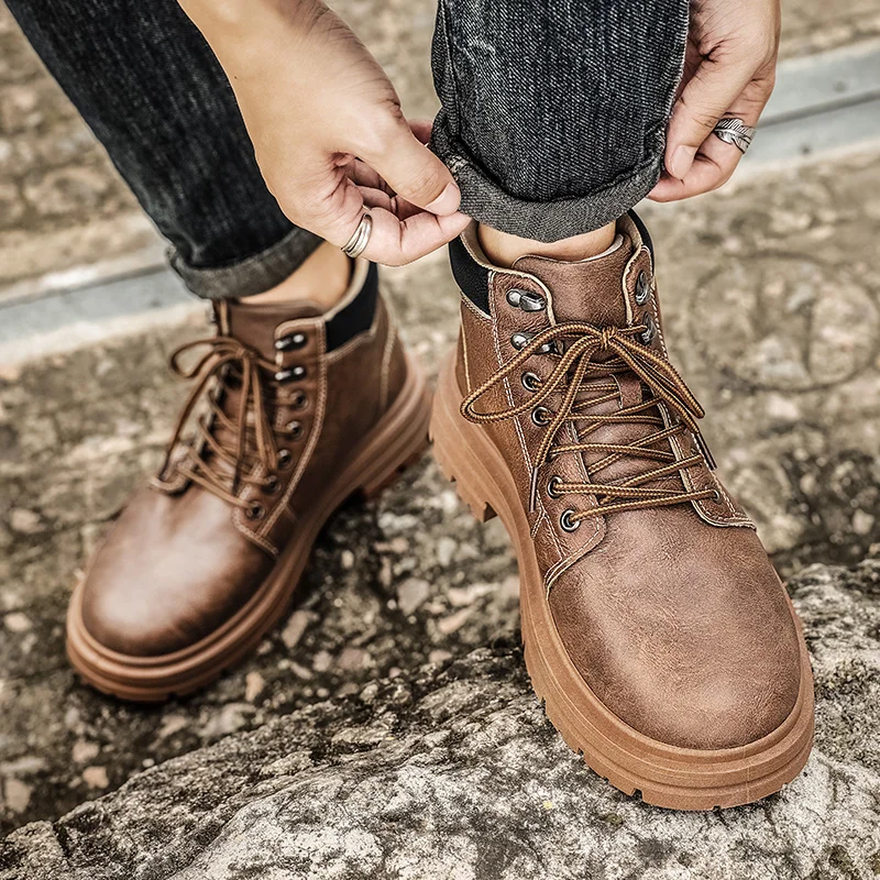 รองเท้าบูทหุ้มข้อสูงสี่ฤดู สีพ - Leatherwork Boots บทวิจารณ์และราคา