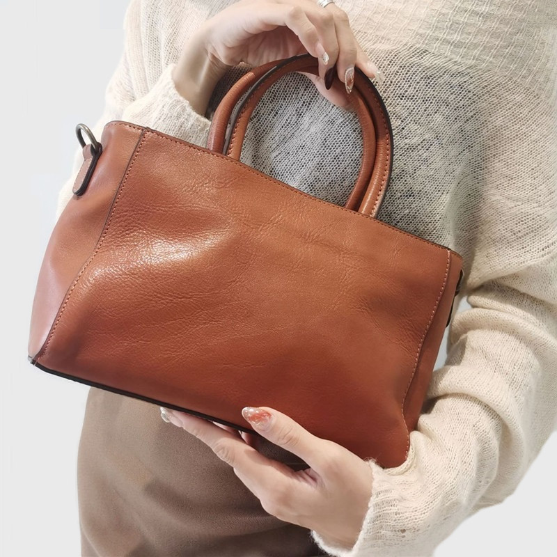 กระเป๋ามีที่จับกระเป๋าหนังวัวธ - Leather Work Handbags For Women บทวิจารณ์และราคา
