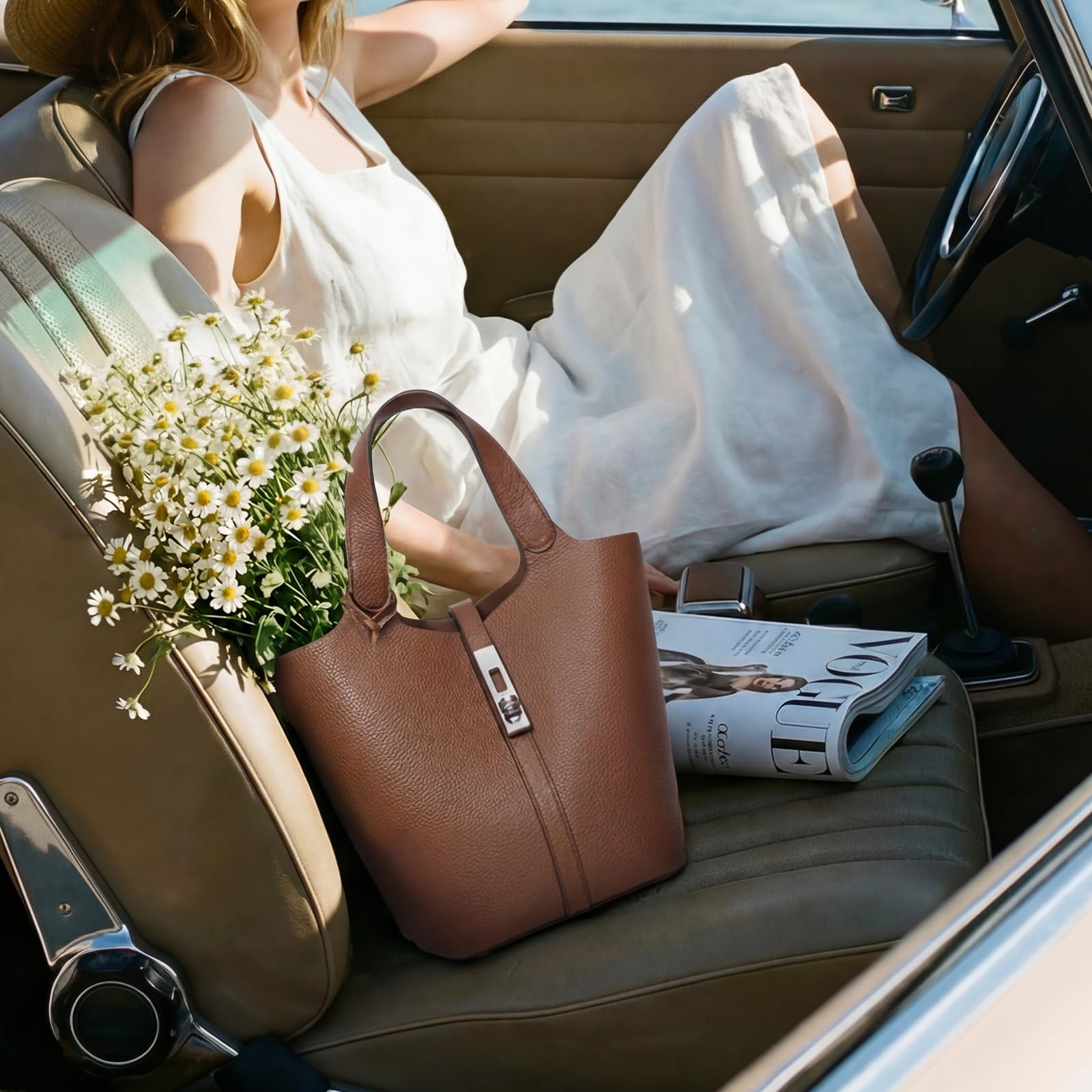 กระเป๋าทรงบัคเก็ตสำหรับผู้หญิง - Leather Work Handbags For Women บทวิจารณ์และราคา
