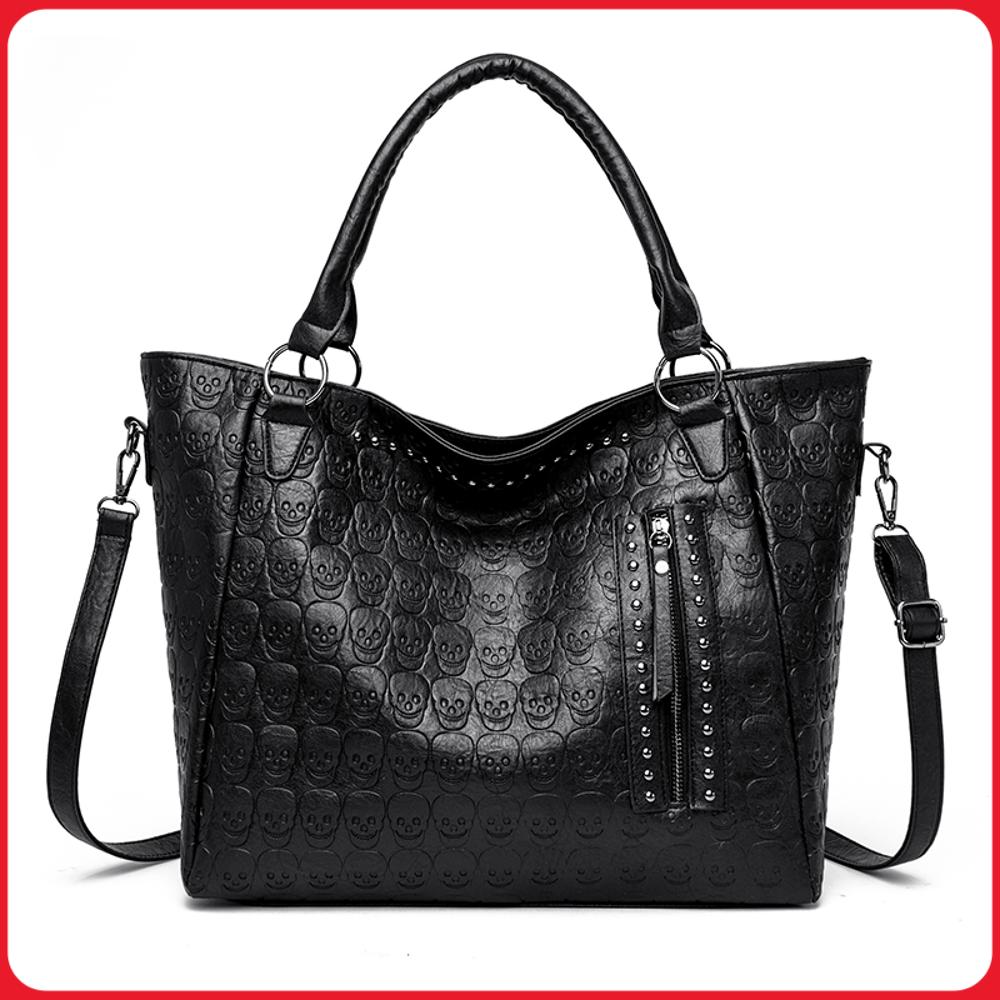 กระเป๋าสะพายข้างลายหัวกะโหลกสไ - Leather Work Handbags For Women บทวิจารณ์และราคา