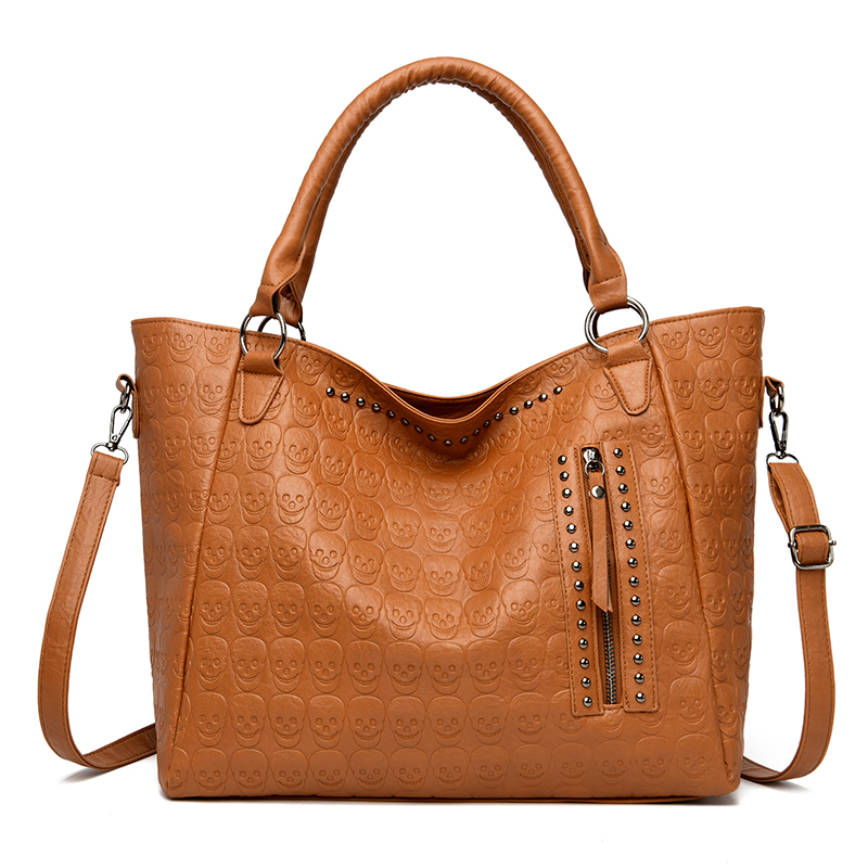 กระเป๋าสะพายข้างลายหัวกะโหลกสไ - Leather Work Handbags For Women บทวิจารณ์และราคา