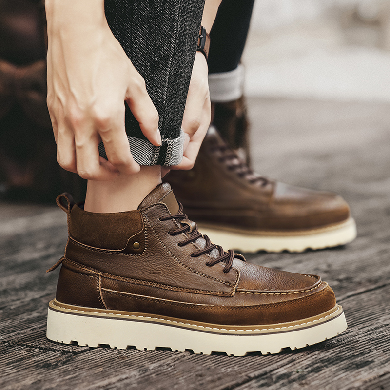 รองเท้าบูทข้อสูงบุขนแกะสีน้ำตา - Leatherwork Boots บทวิจารณ์และราคา