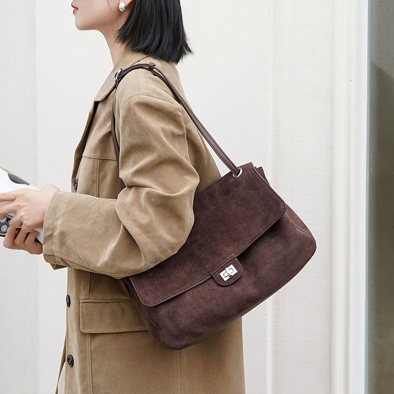 กระเป๋าหนังกลับแท้สะพายไหล่สำห - Leather Work Handbags For Women บทวิจารณ์และราคา