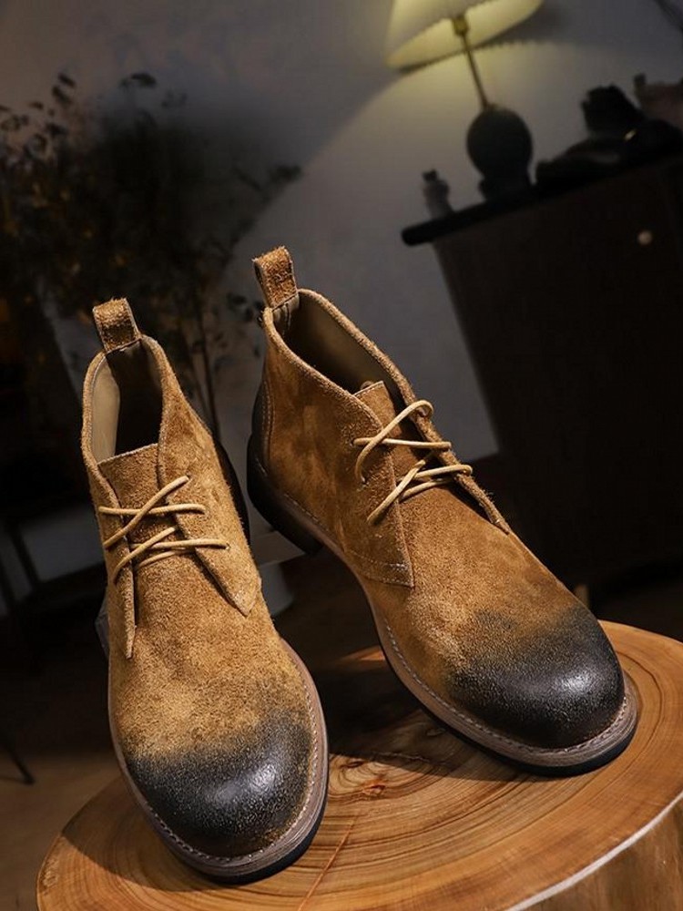 แฟชั่นอเนกประสงค์ชาย LACE-Up ส - Leatherwork Boots บทวิจารณ์และราคา